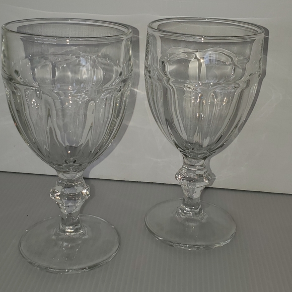 Set of 2 Libbey Gibraltar DURATUFF Crystal Clear iced Tea Clear Wine Glass VTG - Picture 2 of 7